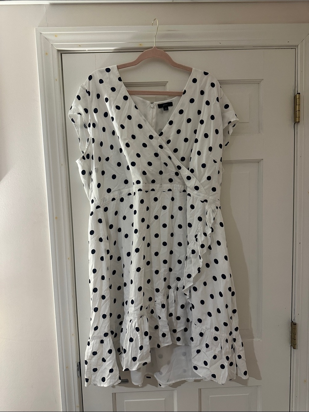 J. Crew White Dress with Black Polka Dots